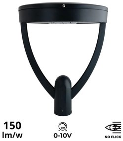 Lampione Stradale 65W Iron Black1-10V Programmabiledriver Philips Colore Bianco Caldo 2.700K