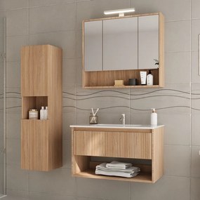 Kamalu - Composizione bagno cannettata 80 cm rovere chiaro | LAC-IRIDE-80