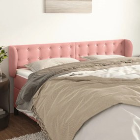 Testiera Ad Orecchio Rosa 183x23x78/88 Cm İn Velluto /