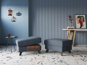 Moon Pouf contenitore e piedini alti in tessuto morbido impermeabile fiammato T03 blu