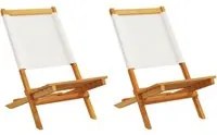 Sedie Giardino 2pz Bianco Crema Legno Massello Acacia e Tessuto 367690