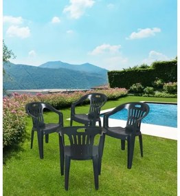 Sedia da esterno Dmotti, Set di 4 sedute da giardino, Sedia per tavolo da pranzo, Poltrona outdoor, 100 % Made in Italy, 56x55h78 cm, Verde