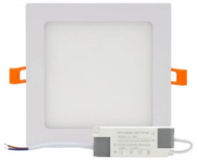 Pannello LED Quadrato 15W, 1.500lm, no Flickering, Foro Ø155x155mm, OSRAM LED - Dimmerabile Colore Bianco Caldo 3.000K
