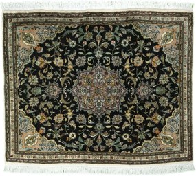 Tabriz Tappeto persiano 90x80 Nero (Iran) Annodato A Mano