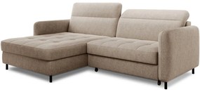 Divano angolare beige allungabile/con contenitore (con penisola a sinistra/con chaise lounge) e rivestimento in ciniglia Gomsi – ELTAP