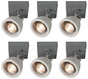 Set di 6 faretti industriali grigio cemento 1 luce - Creto