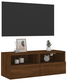 Mobile tv a parete rovere marrone 80x30x30 cm legno multistrato