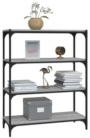 Libreria grigio sonoma 80x33x100 cm legno multistrato e acciaio