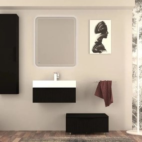 Mobile da bagno sotto lavabo Modula nero plissè laccato opaco L 70 x H 25 x P 44 cm 1 cassetto, lavabo non incluso