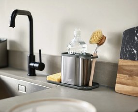 Supporto per detersivo color argento lucido in metallo Duo Steel – Joseph Joseph