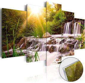 Quadri su vetro acrilico  Forest Waterfall [Glass]  Colore Marrone, Dimensioni e Misure 200x100