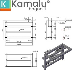 Scaldasalviette termoarredo mensola 350x500mm modello KAM-D1000 - KAMALU