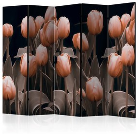 Paravento separè Signore tra i fiori II (5-parti) - bouquet di tulipani rosa