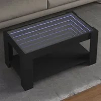 Tavolino Salotto con LED Nero 93x53x45 cm Legno Multistrato 847554