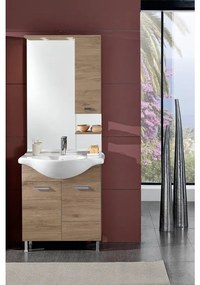 Mobile sottolavabo e lavabo Rimini per vasca centrale rovere nabucco L 70 x H 80 x P 33.5 cm, 2 ante