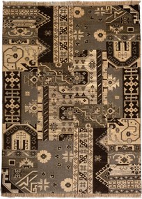 Patchwork Tappeto 240x180 Beige (Indian) Annodato A Mano