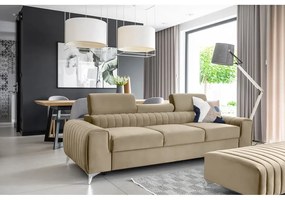 Divano marrone chiaro allungabile e rivestimento in velluto 261 cm Laurence – ELTAP