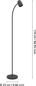Eglo 902172 - Lampada da terra CARLO 1xE14/18W/230V nera