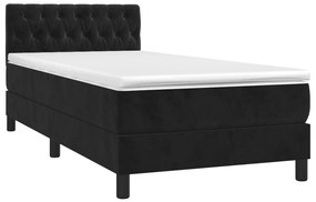 Letto a molle con materasso e led nero 90x190 cm in velluto