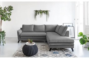 Divano letto angolare grigio L, angolo destro Charming Charlie - Miuform