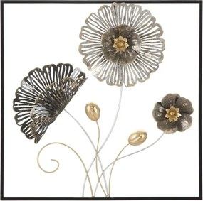 Pannello Decorativo a Fiori Square 50x5,5x50 Cm In Ferro Multicolore