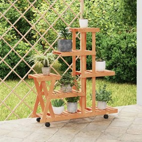 Portafiori Con Ruote 95x25x101 Cm İn Legno Massello Di Abete /
