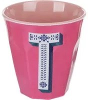 Bicchiere melammina fucsia lettera T 280 ml Maiolika