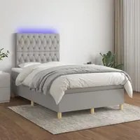 Letto a Molle Materasso e LED Grigio Chiaro 120x200 cm Tessuto 3135661