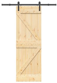 Porta Scorrevole Con Set Hardware 70x210 Cm Legno Massello Pino /