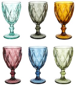 Set 6 calici acqua colorati vetro Gemma