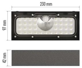 LED Proiettore solare con sensore di movimento LED/3,7V 3000mAh 4000K IP65 nero