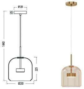 Lampadario Design Aurora oro paralume miele GX53 Ø23cm NOVECENTO