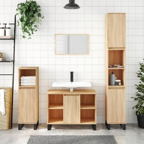 Mobile Da Bagno Rovere Sonoma 80x33x60 Cm İn Legno Multistrato /