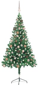 Albero di Natale Preilluminato con Palline e Rami Decorativi, Albero di Natale Preilluminato con Palline 150 cm 380 Rami