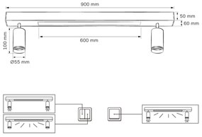 Plafoniera LED PARIGI LED/24W/230V + 2xGU10/10W nero