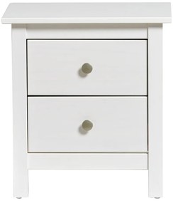 Comodino in legno di pino massiccio bianco con 2 cassetti Berna - Marckeric