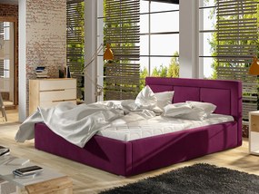 Letto matrimoniale con box contenitore Bordeaux - 160 x 200 cm , Tessuto porpora