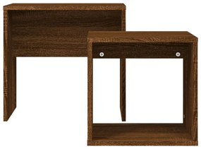 Tavolini impilabili 2 pz rovere marrone in legno multistrato