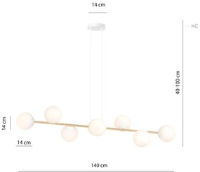Lampadario a sospensione GRAVITY 8 Nero/Bianco e Oro 8xE14