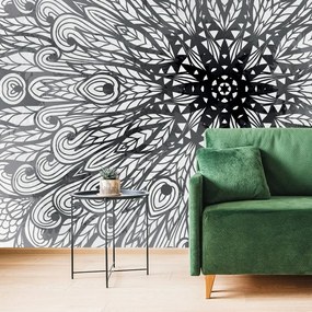 Carta da parati – Ornamento etnico unico in bianco e nero