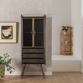 Vetrina in metallo nero 58x150 cm Brick - Ixia