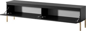 Mobile TV Da Terra 175 Cm 2 Ante Nero Piedini Oro Lume