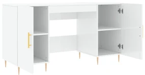 Scrivania bianco lucido 140x50x75 cm in legno multistrato