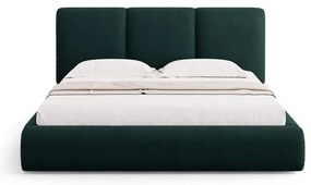 Letto matrimoniale imbottito verde scuro con contenitore a griglia 180x200 cm Brody - Mazzini Beds