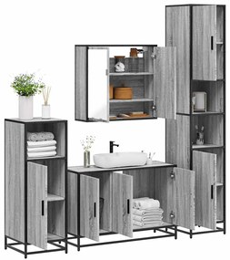 Set Mobili Da Bagno 4 Pz Grigio Sonoma İn Legno Multistrato /