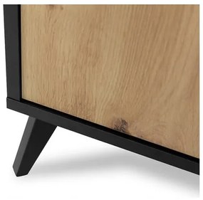 Comodino OVESSI 52x47 cm nero/quercia artisan