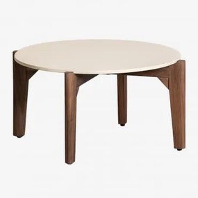 Tavolino da giardino rotondo in cemento e legno di acacia (Ø70 - Sklum