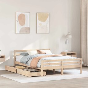 Letto Senza Materasso 140x190 Cm İn Legno Massello Di Pino /