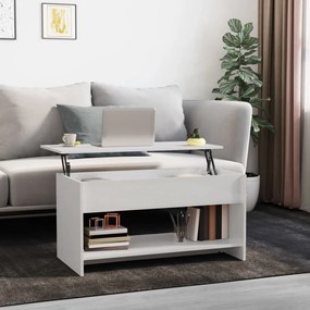 Tavolino salotto bianco lucido 102x50x52,5 cm legno multistrato
