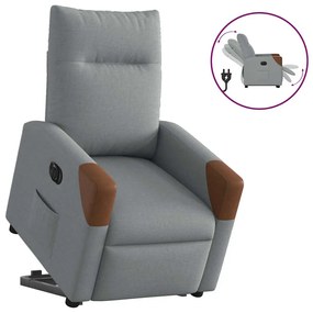 Poltrona Reclinante Alzapersona Elettrica Grigio Chiaro Tessuto /